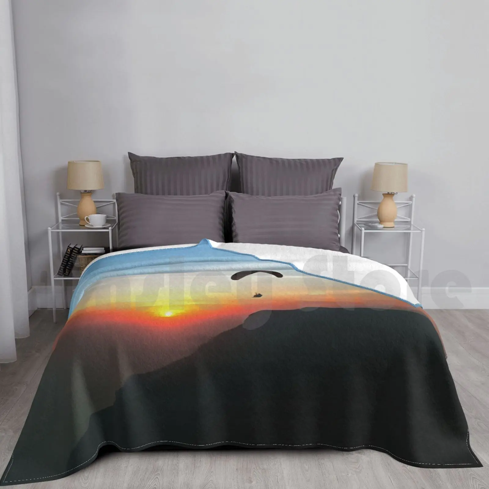 Sunset Paraglide Blanket Super Soft Warm Light Thin Paragliding Extreme Sport Adventure Parachute Drop Zone Jumping