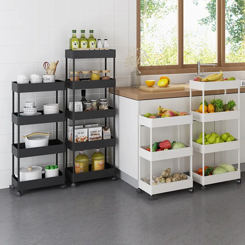 Kitchen accessories mobile multi-layer storage rack trolley equipment bathroom organizer kitchen carbon steel