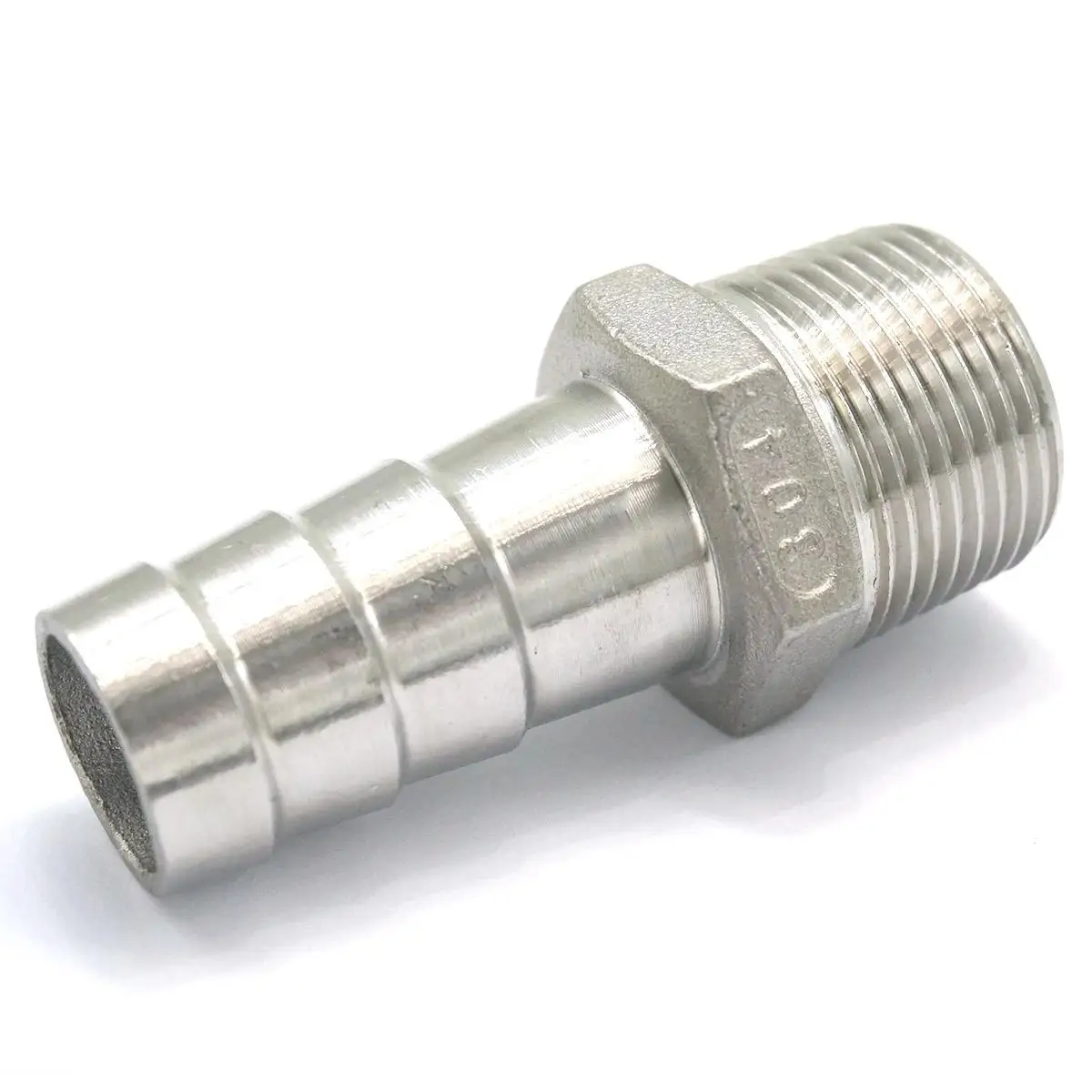 3/4 "BSPT ชาย X 20mm ท่อหนามสแตนเลส 304 ท่อ Hose TAIL CONNECTOR