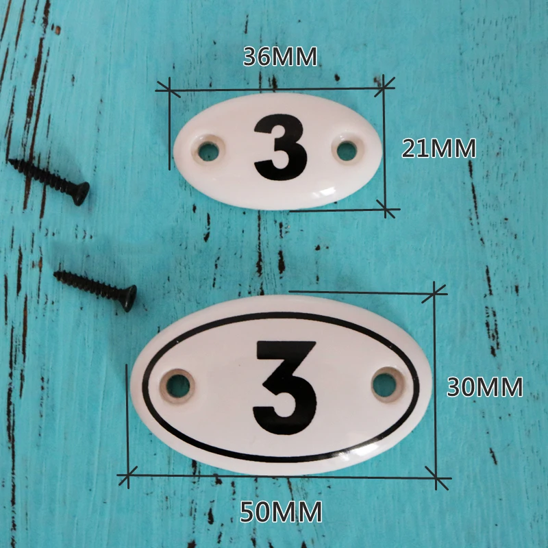 1x Ceramic Number Plate Sign Cabinet Multi-function Distinction Mark Arabic Numerals Handle