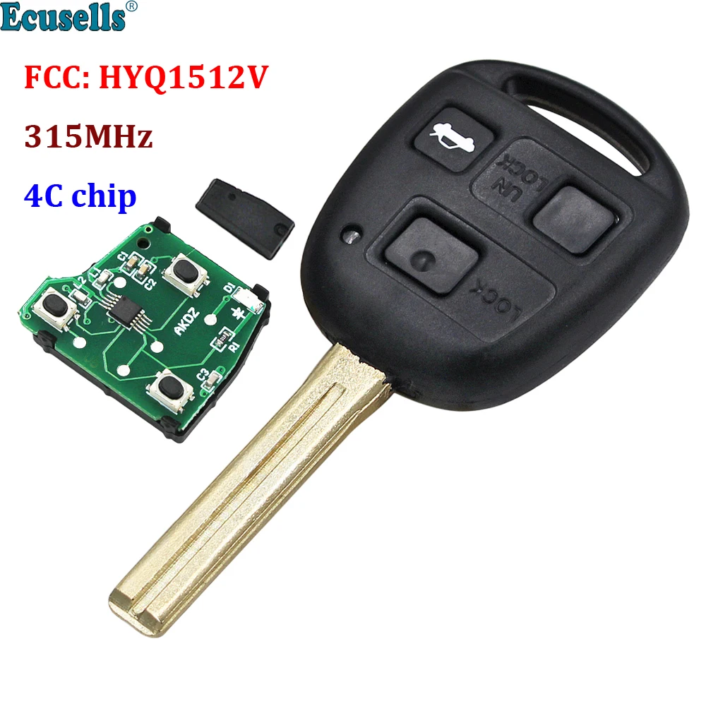 3 Buttons 315MHz with 4C Chip Remote Key fob for Lexus ES300 GS300 GS400 GS430 LS400 IS300 RX300 with short blade