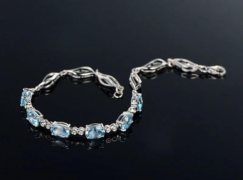 New Style 925 Sterling Silver Bracelet Exquisite Sapphire Silver Bracelet For Woman Charm Jewelry Gift