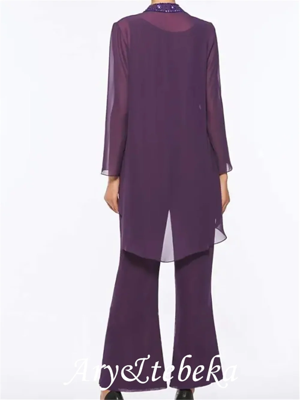 Broekpak/Jumpsuit Moeder Van De Bruid Jurk Elegante Jewel Hals Floor Lengte Chiffon Met Plooien 2021