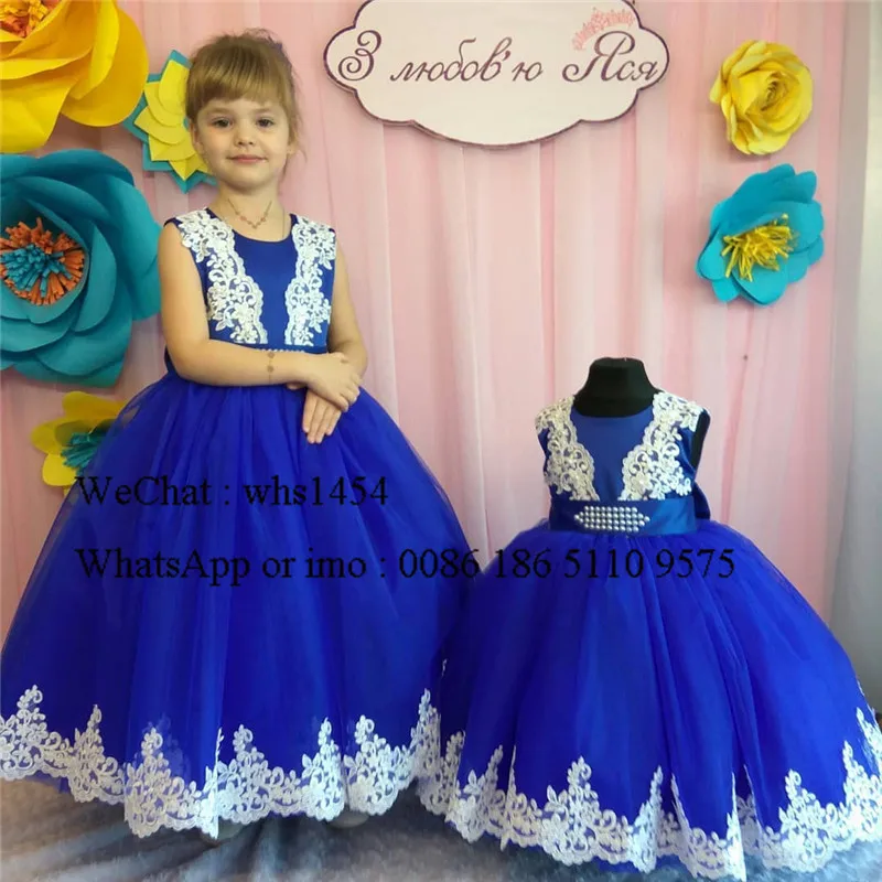 Mbcullyd-vestido de fiesta azul real para niña, vestido de flores con Apliques de encaje, Vestidos de desfile para niña, Vestidos de primera comunión 2023