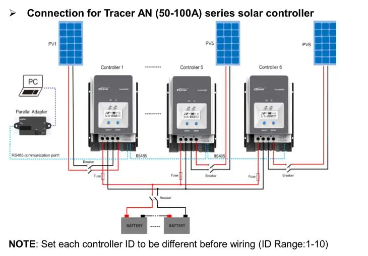 Imagem -02 - Epever Paralelo Adaptador Pal-adp50an para Controlador de Carga Solar 50a 60a 80a 100a Max Peças Tracer um em Paralelo Equalizar Carga