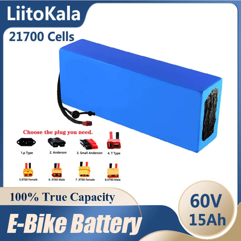 

LiitoKala 60V ebike battery 60V 15Ah 21700 16S3P lithium ion battery electric bicycle battery 60V 3000W electric scooter battery