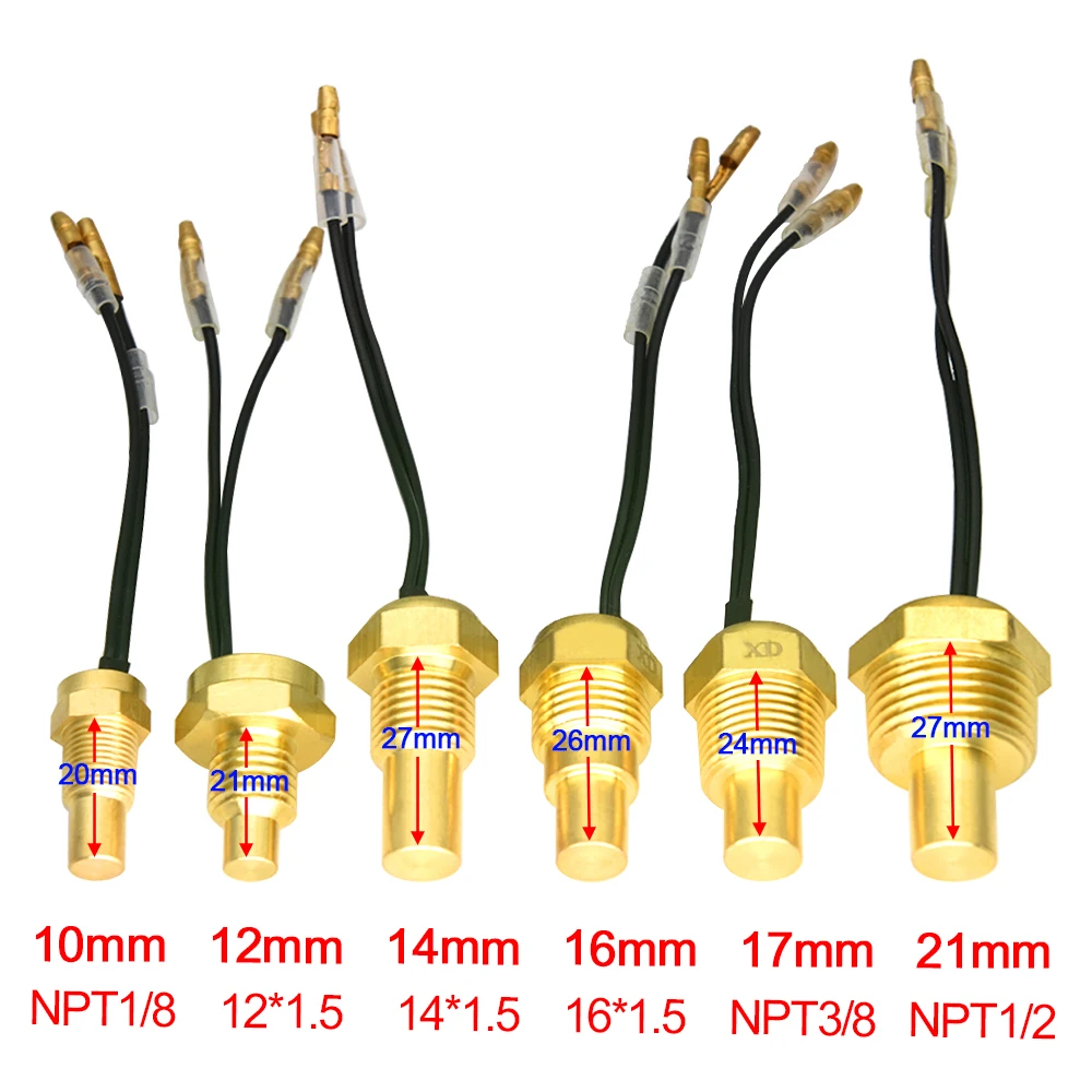 12V/24V Water Temperature Sensor Temp Sender 50K Head Plug 10MM 12MM 14MM 16MM For Car Truck Gauge Electric Meter NPT 3/8 1/8