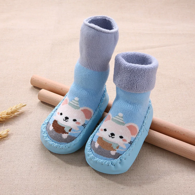 Lawadka Winter Newborn Baby Socks With Rubber Soles Infant Baby Girls Boys Shoes Cartoon Toddler Floor Anti Slip Soft Sole Sock