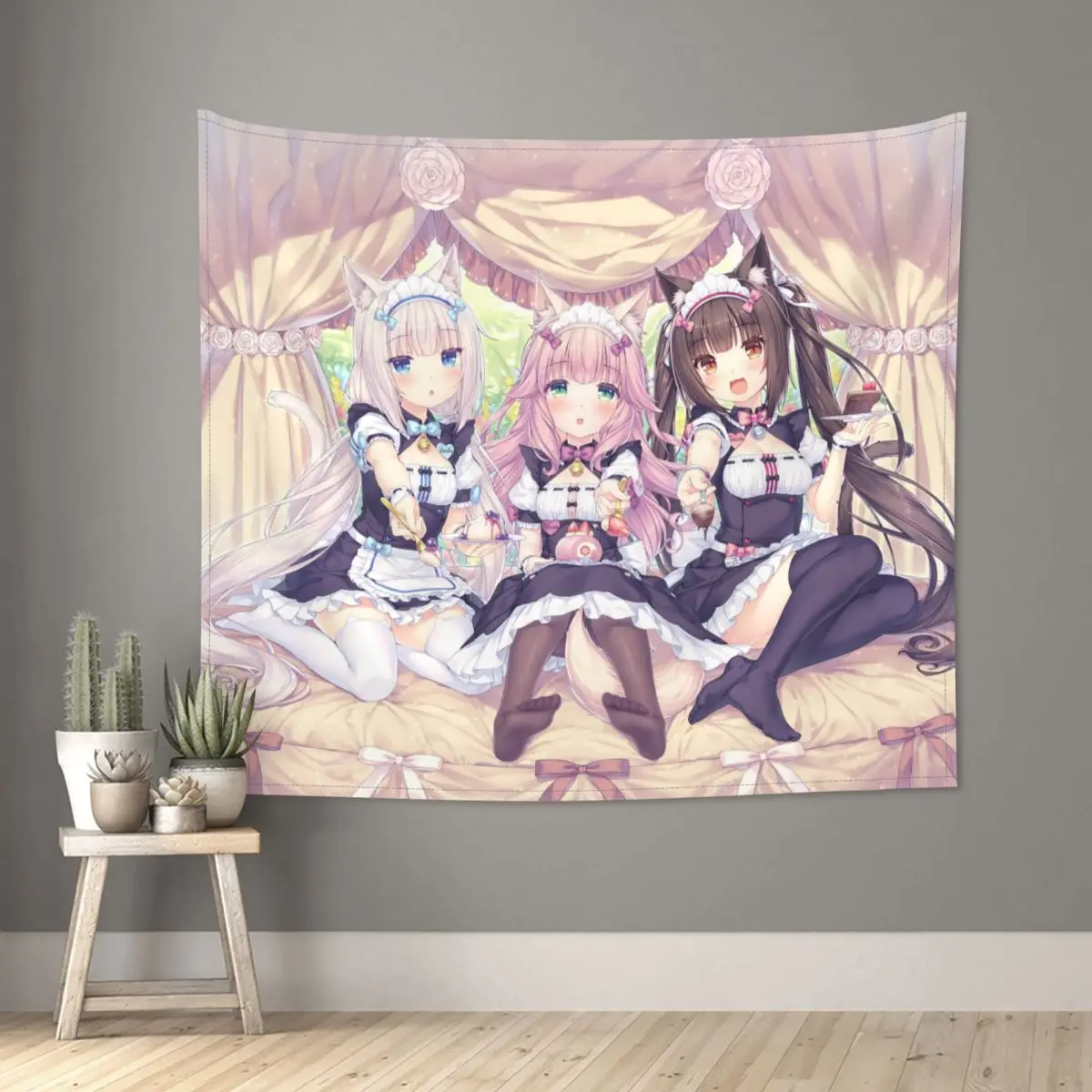 NEKOPARA Anime Game Kawaii Tapestry Wall Hanging Hippie Tapestries Cute Girls Art Throw Rug Blanket Room Home Decor Wall Cloth