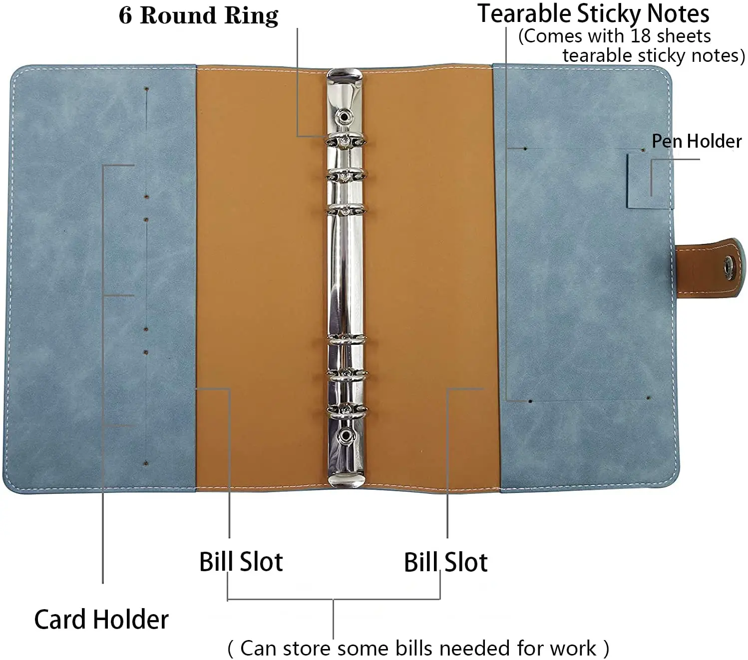 A5 Pu Lederen Bindmiddel Cover, hervulbare 6 Ring Notebook Voor A5 Filler Papier Persoonlijke Planning Bindmiddel Met Magnetische Gesp Sluiting