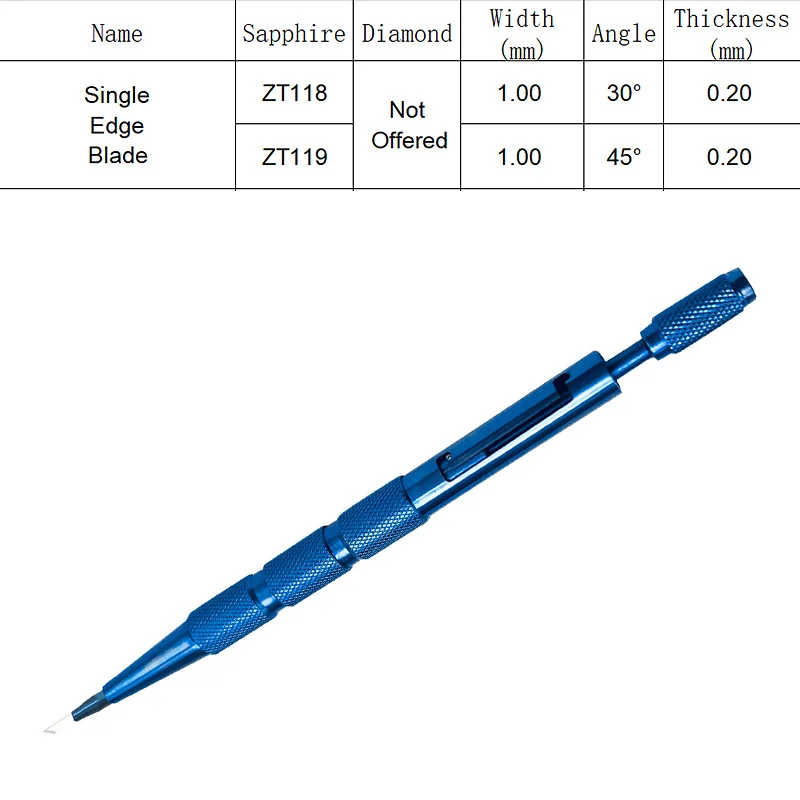 

Sapphire Single Edge Blade Ophthalmic eye instrument Sapphire Keratome blades knife