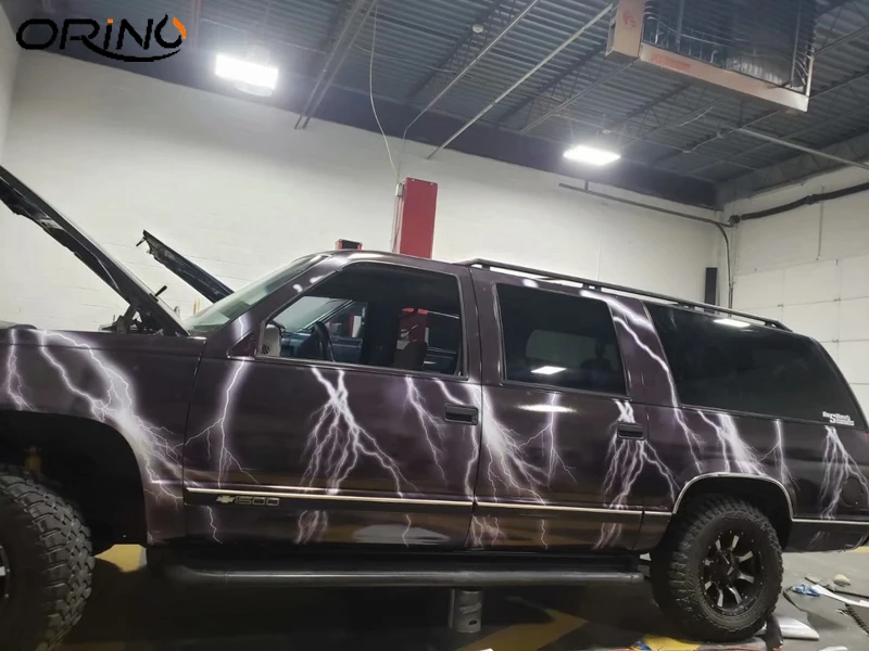 Graphic Black White Lightning Vinyl Camouflage Car Wrap Sticker Car Styling Wrapping Covers with Air Bubbles Free