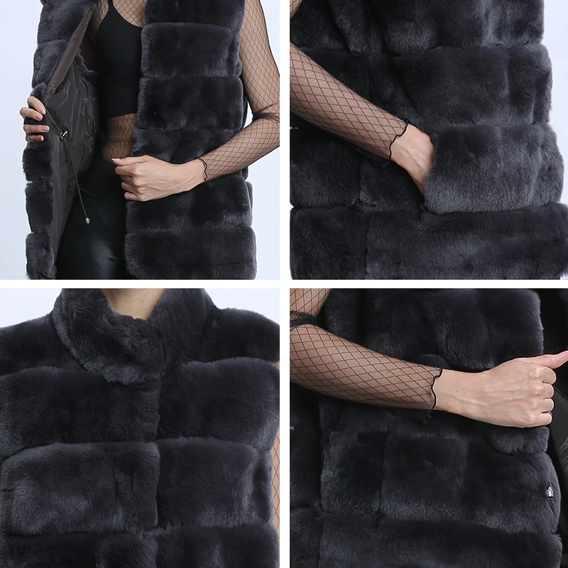 Real Rabbit Fur Vest Long Winter Real Fur Vest Ladies Sleeveless Coat Women Natural Fur Vest Warm Thick Outwear New Arrival 2020