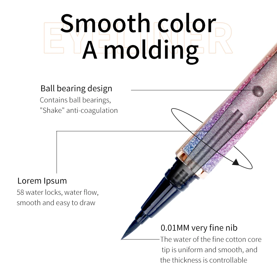 Stylo à colle pour les yeux, maquillage longue durée, liquide, Eyeliner, noir, vente en gros, cosmétiques