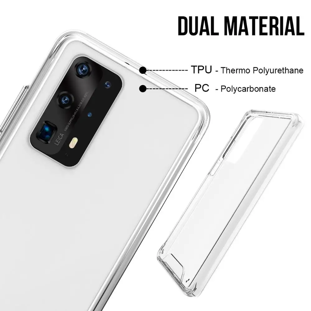 Transparent Shockproof Armor Case For Huawei P40 P50 P30 P20 Pro Mate 40 Pro Plus Full Clear Space Acrylic Cover