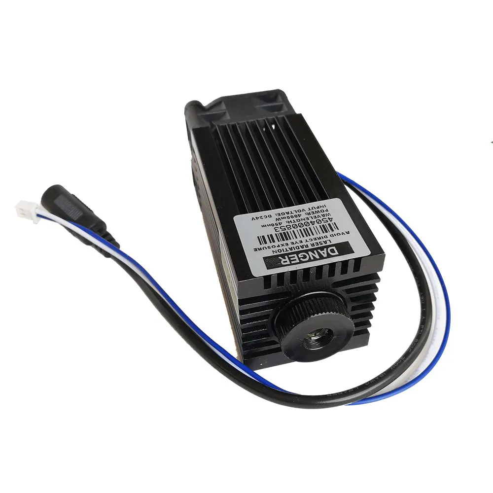 Módulo de laser de diodo azul, poderoso foco ajustável, 450nm, 4000mw, 4w, lâmpada forte com ttl, dc 24v, 12v para cortador cnc, ponto de gravação