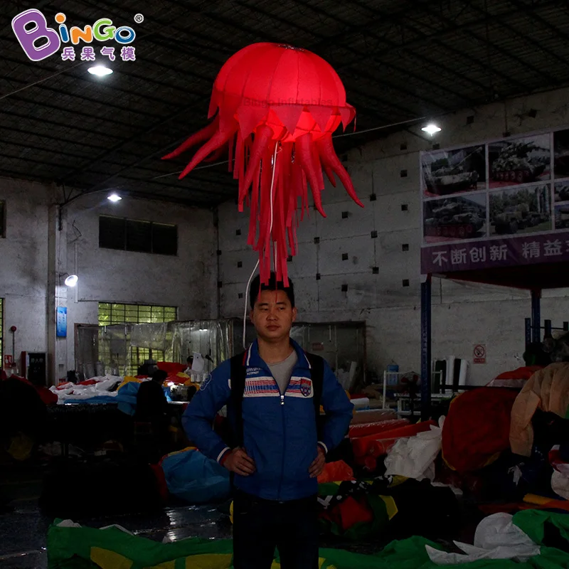 0.5x1 Meters LED Lights Inflatable Jellyfish with Pole Blow up Jellyfish with Stand for Display/Event Toys