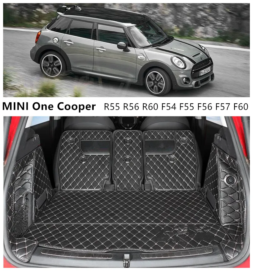 

Full Rear Trunk Tray Liner Cargo Mat For MINI One Cooper R55 R56 R60 F54 F55 F56 F57 F60 Floor Protector foot pad Leather mats