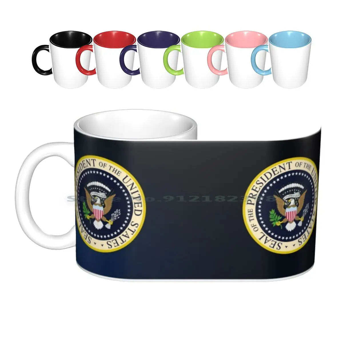 Presidential Seal Design In Dark Blue Hq Ceramic Mugs Coffee Cups Milk Tea Mug President Seal Emblem White House Commander In