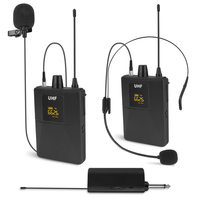 Dual Wireless Lavalier Lapel Mic Professional Headset Mic UHF 164ft Receiver Rechargeable for Camera YouTube Vlogging Recording