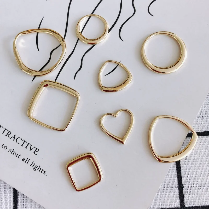 

DIY alloy plating jewelry accessories wholesale geometric round square peach heart hollow pendant earring material accessories