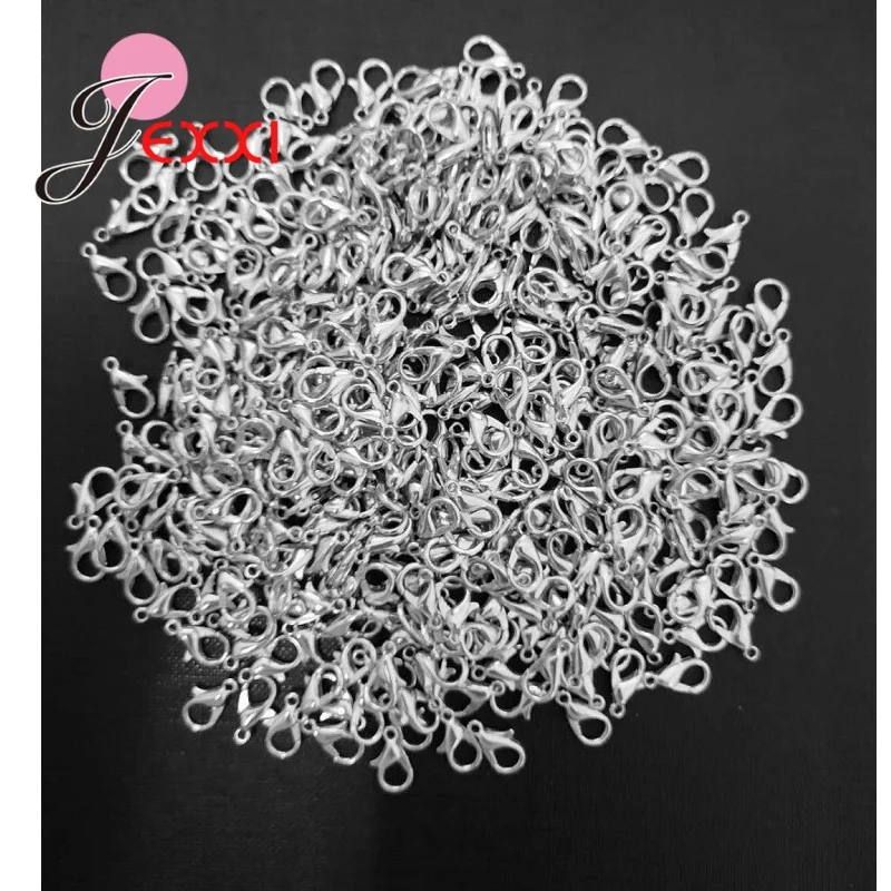 Wholesale 100PCS Bulk Jewelry Findings Genuine 925 Silver Lobster Clasp S925 Stamped Fittings Connector Components