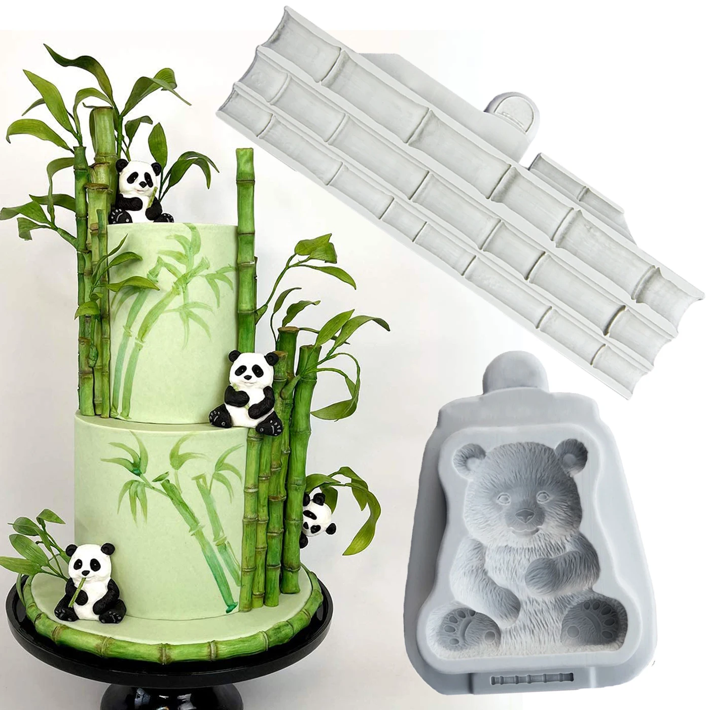 

Bamboo，Panda Silicone Mold Fondant Cakes Decoration Mould Sugarcraft Chocolate Baking Tools Kitchenware For Cakes Gumpaste Form