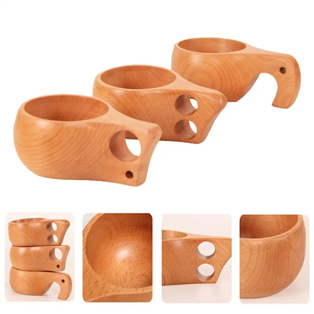 Outdoor Portable Wooden Cup Ancient Kuksa Coffee Tea Milk Drinking Mug Insulation Cup Wood Mugs Drinkware