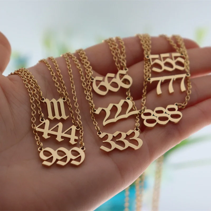 سلسلة الترقوة 444 قلادة الملاك عدد 222 333 طوق الشرير مجوهرات الفولاذ المقاوم للصدأ قلادة Deil المختنق Babygirl هدية عيد #3