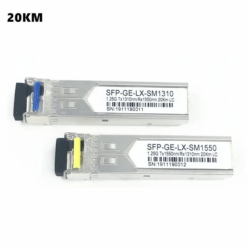 Moduł światłowodowy LC SFP 1.25G LC 20/40/60/80/100KM 1310/1490/1550nm pojedynczy światłowód SFP moduł optyczny Transceiver dla ONU OLT