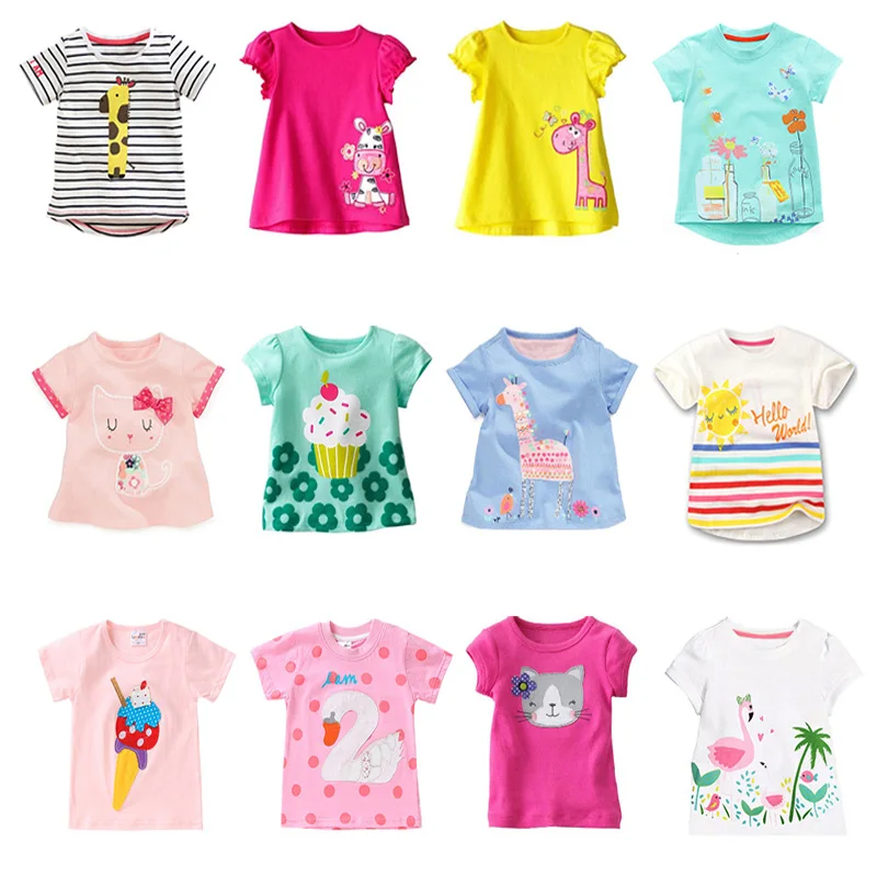 Kids Girl T Shirt Summer Baby Cotton Tops Toddler Tees Clothes Children Clothing Cartoon T-shirts Short Sleeve Casual Wear