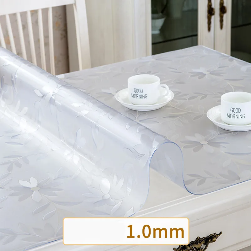 1.0mm/1.5mm/2.0mm/3.0mm Thick PVC Table Cloths Soft Glass Oilproof Table Covers Waterproof Tablecloth Oil Glass Soft Cloth Decor