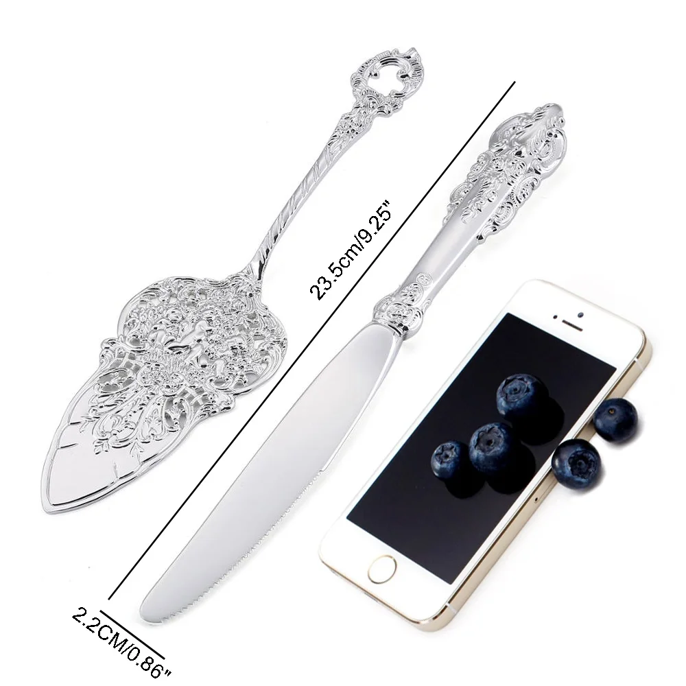 Elegant Wedding Party Cake Knife and Shovel Silver spatula Cheese Cutter Cutlery Silverware Butter Cheese Knife Baking Tools