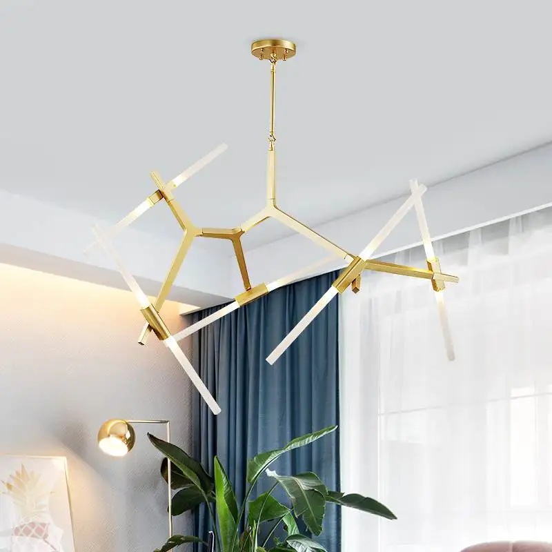 Nordic Modern LED Chandeliers Art Deco Pendant For Living Room Kitchen Post  Bedroom Crystal Lighting Black/Gold Branch Humanoid