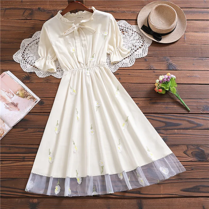 Mori girl cute sweet dress girl summer fashion short sleeve vestidos