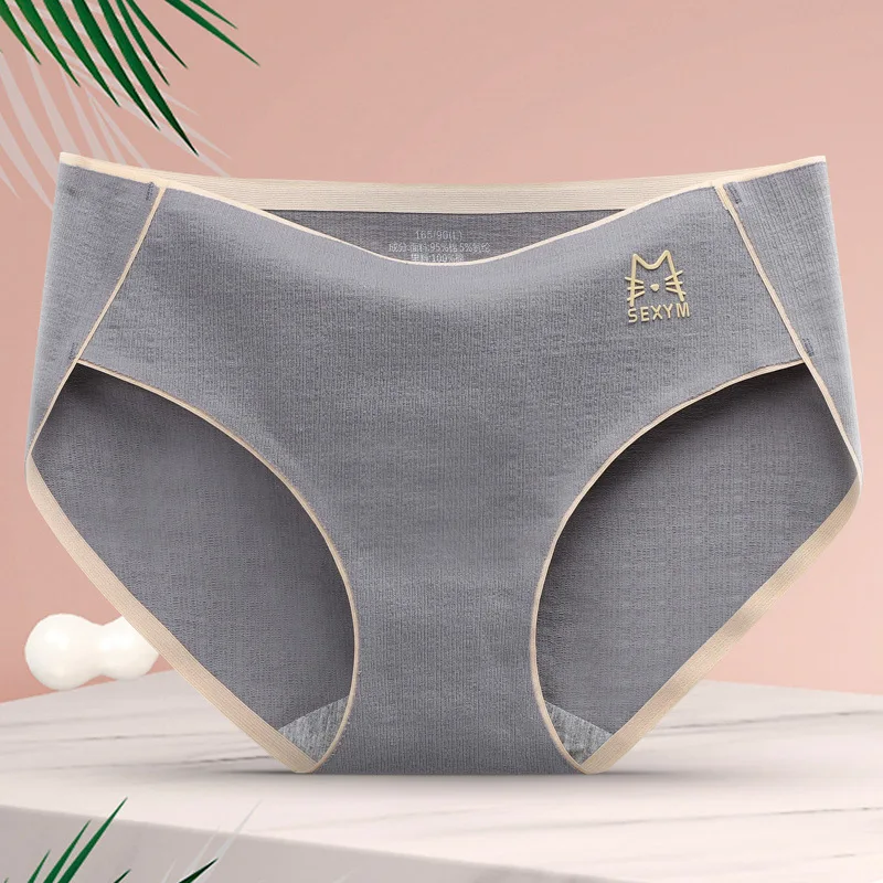 2PCS Hot Sale Cotton Panties comfortable Seamless middle-waisted Women\'s Panties Solid Briefs Underwear Sexy Underpants