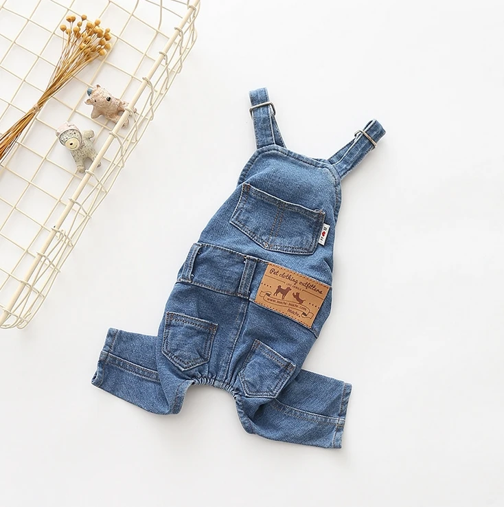 2024 New Denim Pet Dog Overalls Spring Summer Puppy Vest Cowboy Dog Clothes Puppy Teddy Denim Costume Jacket