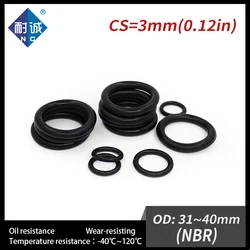 10PCS/Lot Nitrile Rubber Black NBR Thickness CS3mm OD31/32/33/34/35/36/37/38/39/40*3mm O Ring Gasket Oil Resistant Waterproof.-.