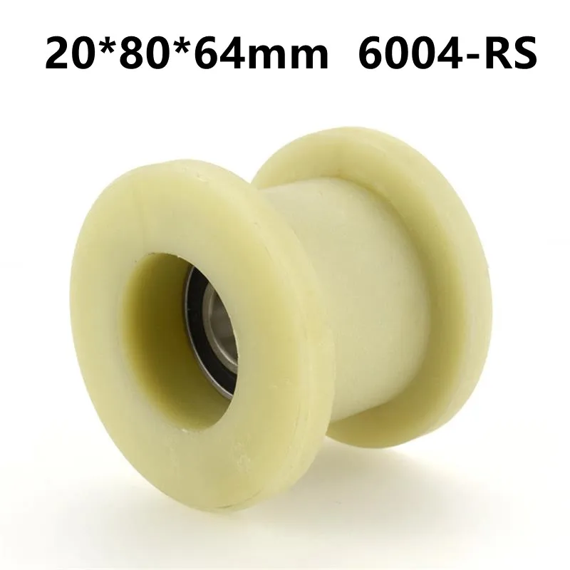 

2pcs 20*80*64mm Nylon Coated Plastic HTtype Groove Safety Door Pulley Roller Injection Molding Machine Wheel 6004RS 20x80x64mm