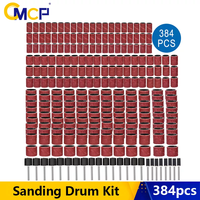 CMCP 384pcs Sanding Bands Kit Grit 80 120 240 320 400 600 Sandpaper with 1/4 1/2 Sanding Drum for Dremel Rotary Tool Polishing