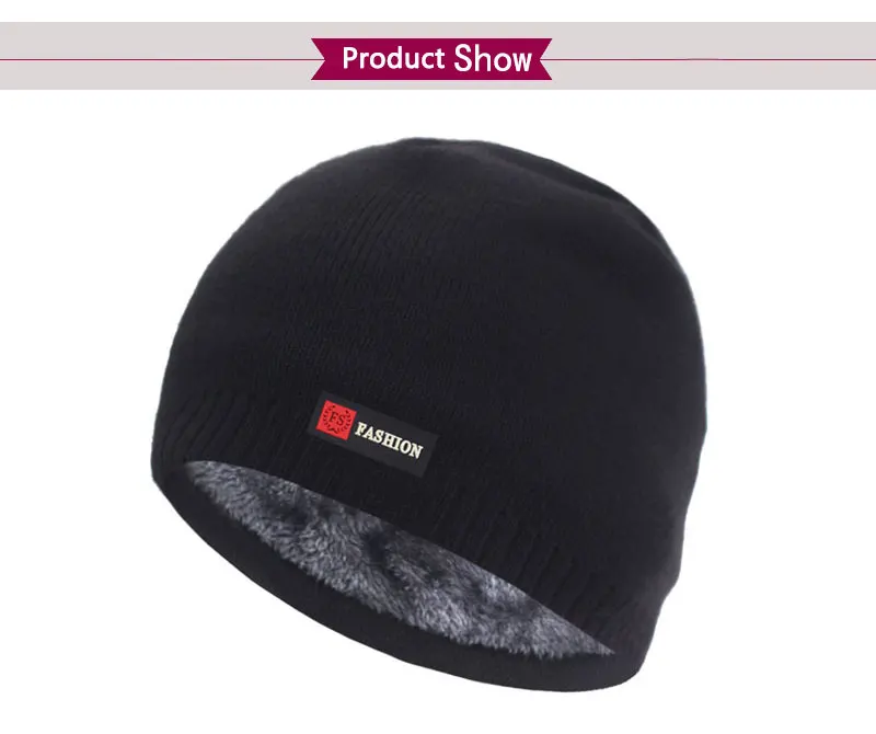 Skullies Beanies Männer Winter Hut Frauen Gestrickte Hüte Für Männer Kappe Winter Beanie Hut Gorro Dicke Warme Brimless Pelz Motorhaube Männer der Kappe – Detail 5