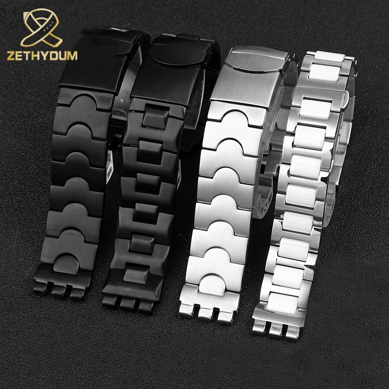 High Quality Stainless Steel Watchband Watch Strap For Swatch YCS410GX 482 501 YAS Men /Women\'s Metal 17mm 19mm Watch Bracelet