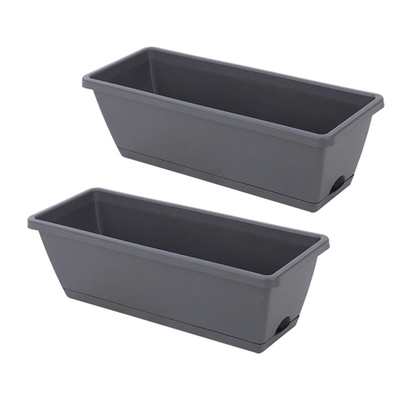 

2 Packs Self Watering Planters Rectangular Plant Pot, Modern Decorative Flower Pot/Window Box for All House Plants