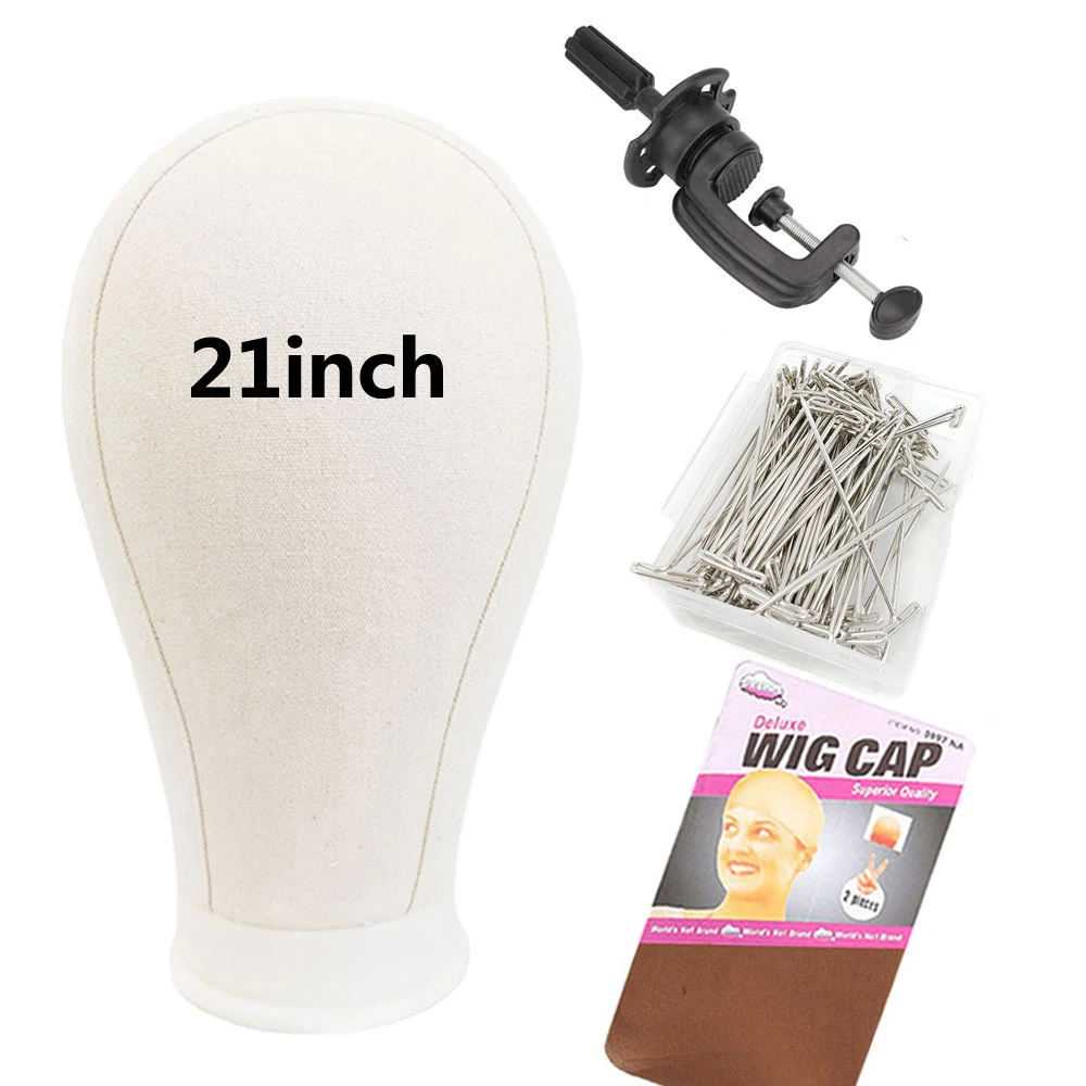 Canvas Pruik Hoofd Pruik Stand 21-24 inch Mannequin Hoofd voor Hairstyling Weergave Maken Pruik Stand Met Hoofd pruik Ondersteunt Houder