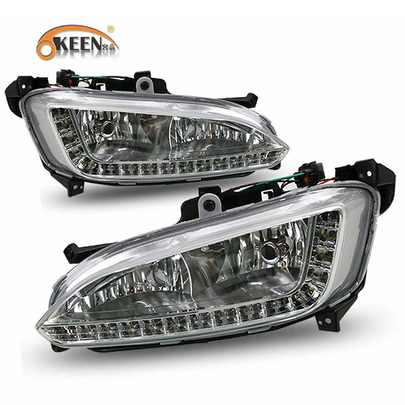 OKEEN 2pcs Car Styling DRL For Hyundai IX45 Santa Fe SantaFe 2013 2014 2015 LED Daytime Running Light White Drive Lamp Fog Lamp