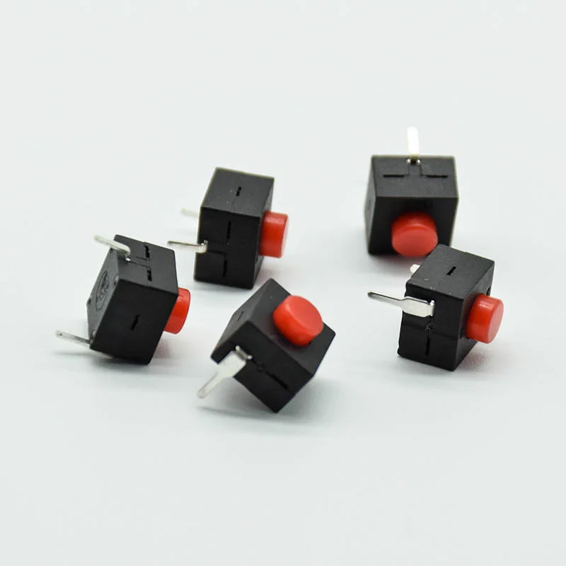 5pcs red/black Small micro self locking  switch 8*8*8.4 wit 2 feet with lock light touch switch button switch L068-A DC30V1A