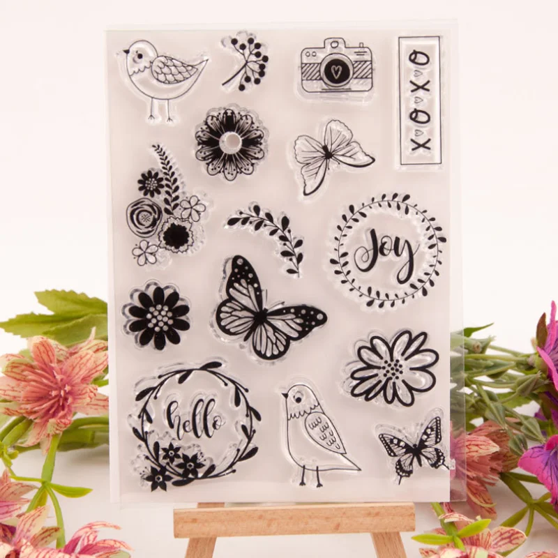 

Butterfly Bird Transparent Clear Silicone Stamp Seal DIY Scrapbook Rubber Stamping Coloring Embossing Diary Decoration Reusable