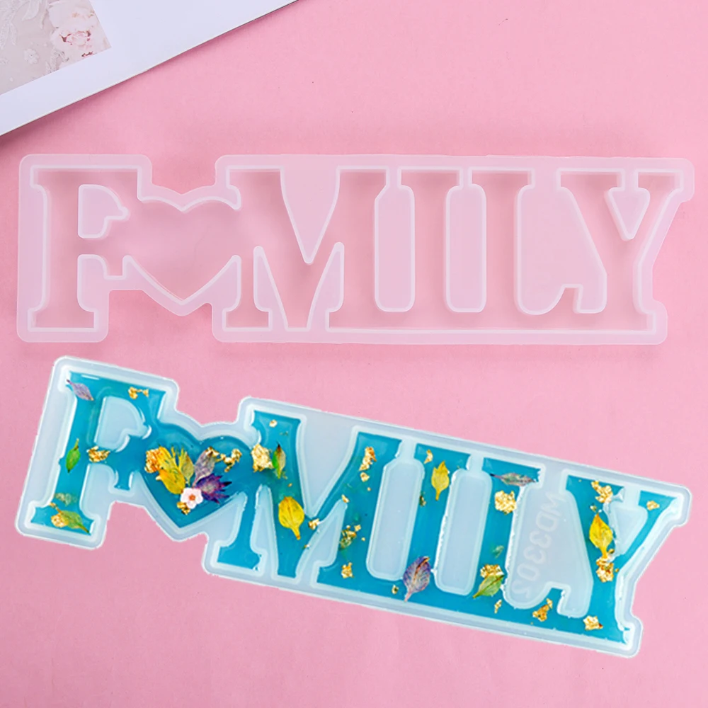 1 PC Heart Shape HOME LOVE Silicone Mould Letters Crystal Resin Mold DIY Crafts Casting MoldsHome Decoration Jewelry Making Tool view 2