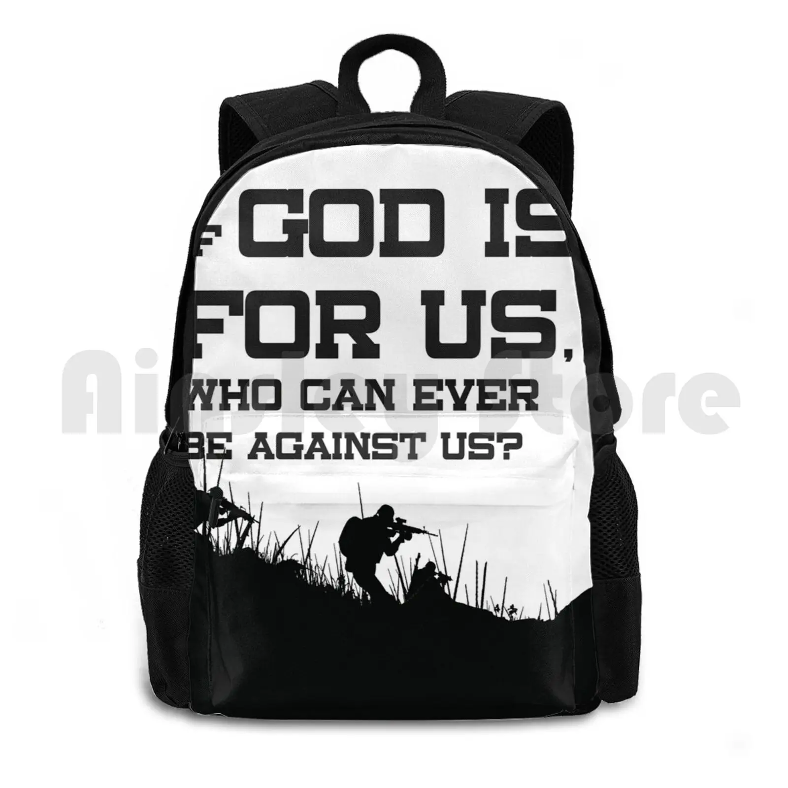 Superhero Outdoor Hiking Backpack Waterproof Camping Travel Superhero Jesu God I Am Creator Strength Fear Courage Big Bible Art