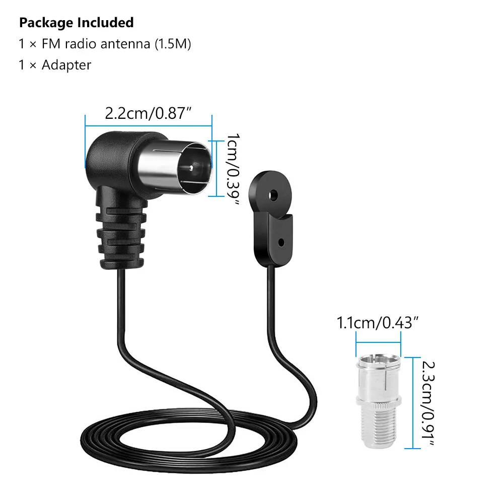 هوائي FM داخلي F-نوع ذكر 75 أوم راديو اقناع سلك للمنزل ستيريو استقبال لياماها JVC سوني بايونير oun باناسونيك أونكيو